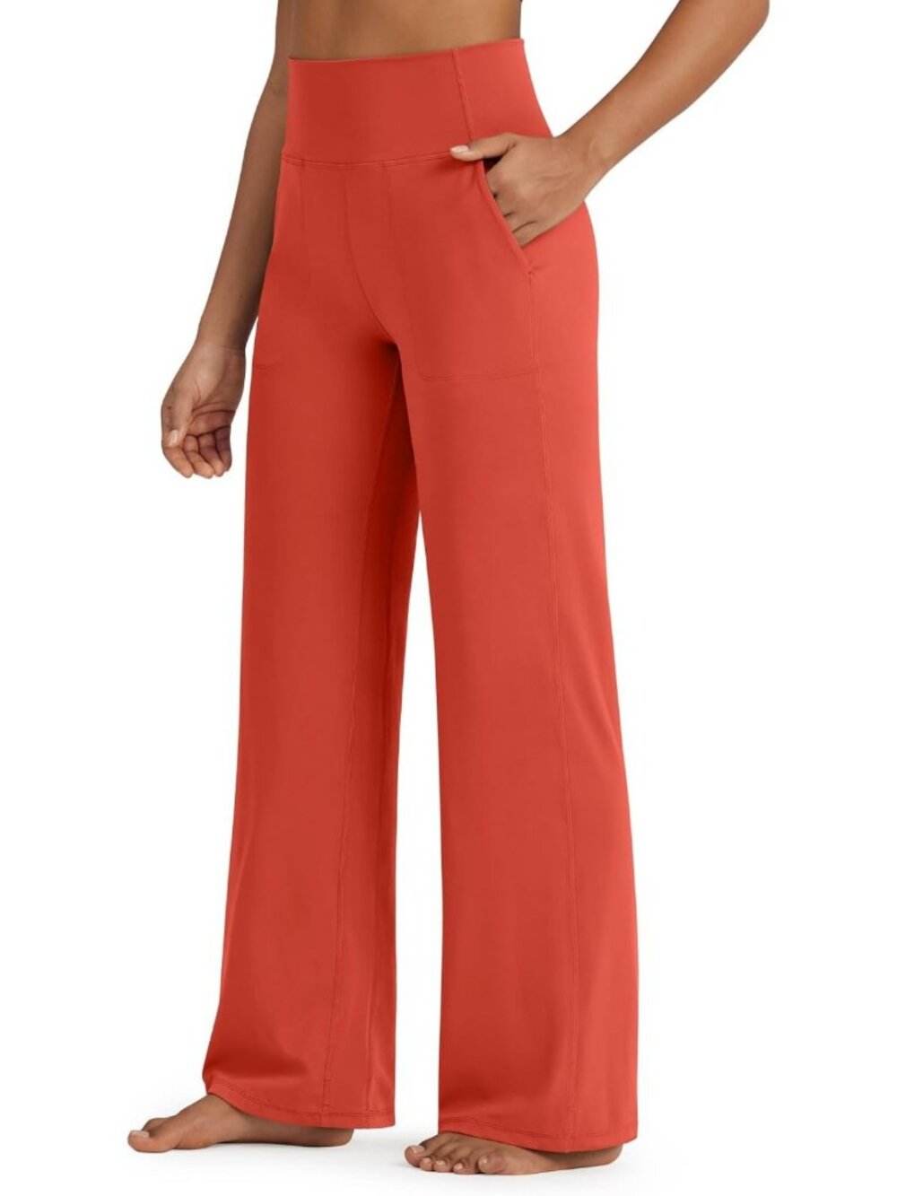 Women's Wide Leg Stretch Yoga Pants with Pockets - Comfy, Breathable Activewear